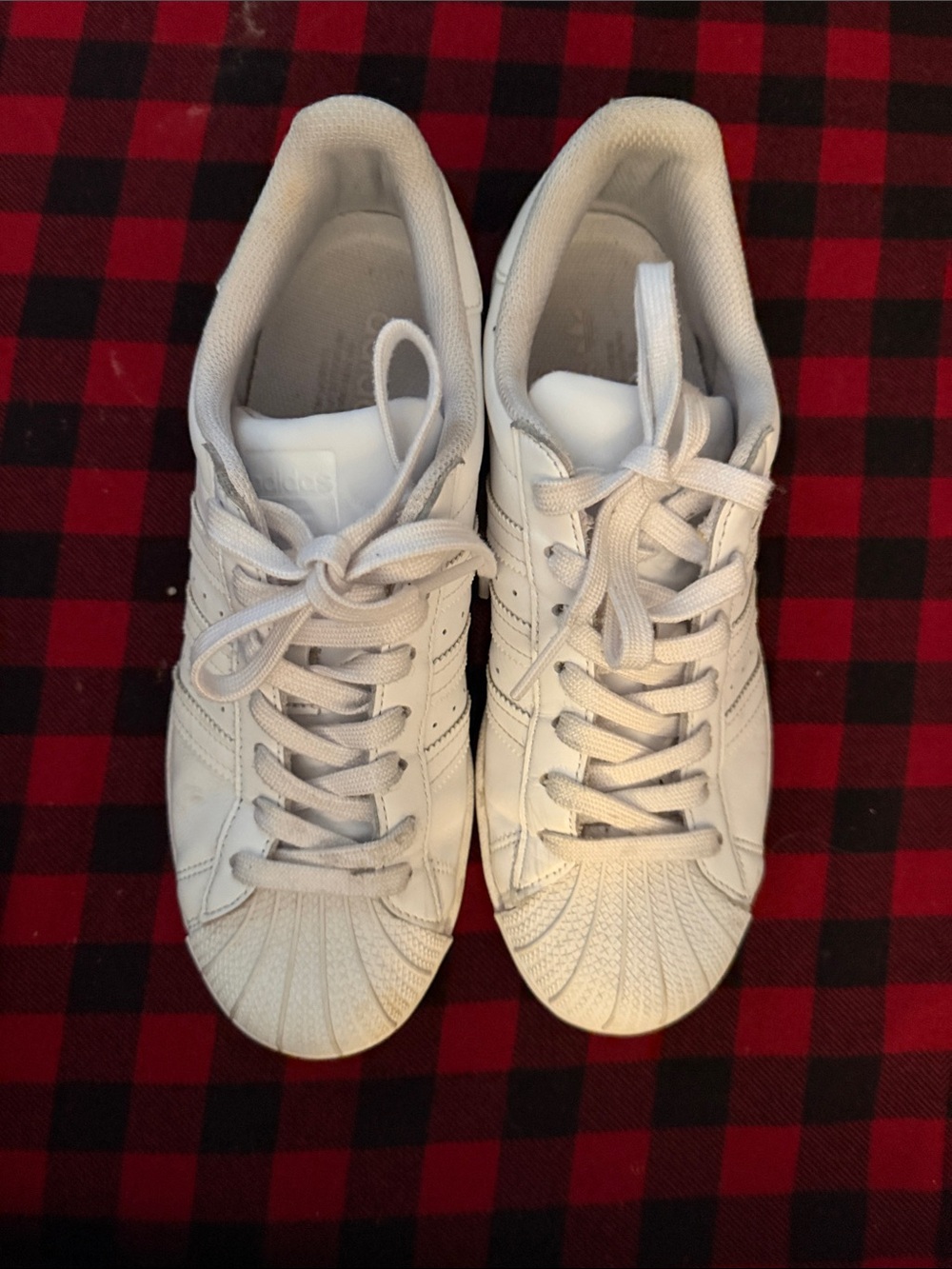 White Leather Adidas  Shell-Toe Sneakers size 8 1/2